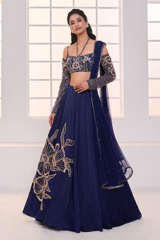 Masumi Mewawalla x AZA Floral Sequin Embroidered Lehenga Set 