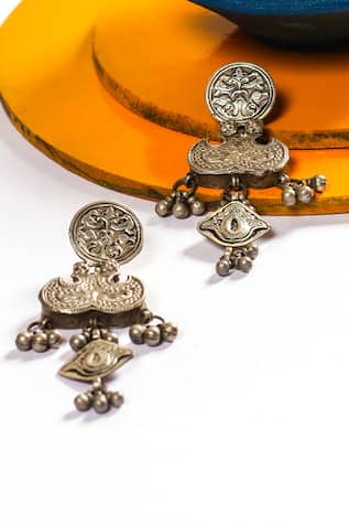 Tribal Carved Work Dangler Earrings 