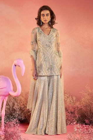 PARUL GANDHI Noor Interstellar Sequin Embellished Kurta Sharara Set 