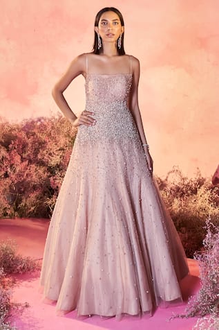 PARUL GANDHI Pearl Dust Embellished Gown 