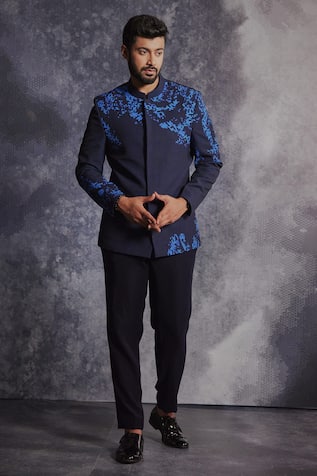 Varun Chakkilam Abstract Pixel Print Bandhgala Set 