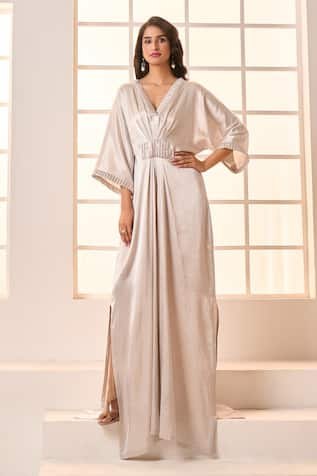 Masumi Mewawalla x AZA Placement Embroidered Draped Kaftan 