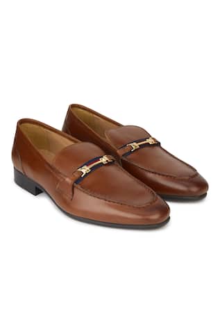 Genuine Leather Slip On Buckle Loafers 