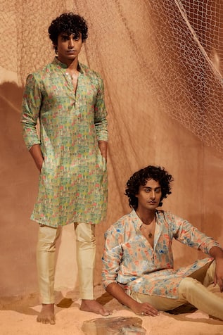 Eleven Brothers Mushroom Garden Print Kurta & Pant Set 