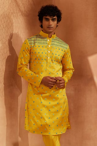 Eleven Brothers Trikona Mirror Embroidered Kurta & Pant Set 