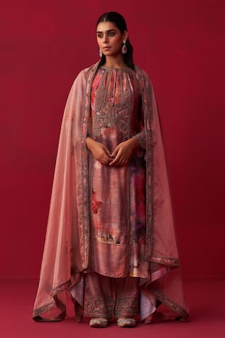 Adaara Couture Floral Bliss Printed Kurta Palazzo Set 