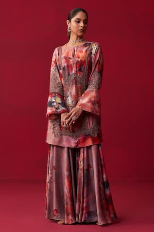 Adaara Couture Floral Bliss Printed Kurta & Sharara Set 