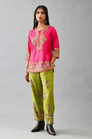 Kora Cutwork Short Kurta With Pant 