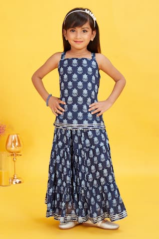Maaikid Cotton Floral Bud Print Kurta With Sharara 