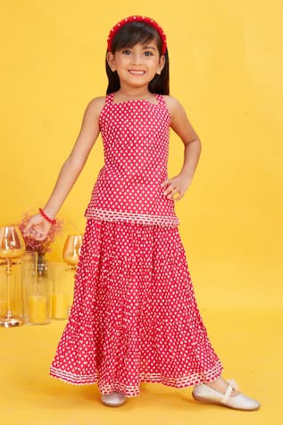 Maaikid Polka Dot Print Tunic With Skirt 