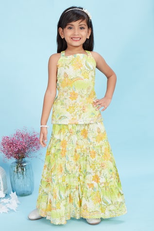 Maaikid Floral Bloom Print Tunic With Skirt 
