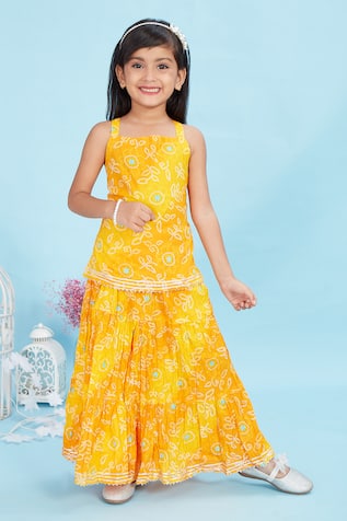 Maaikid Bandhani Print Tunic With Skirt 