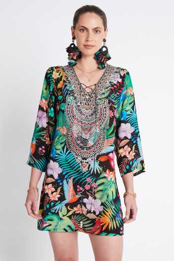 Zariaah Tropical Floral Print Tunic 