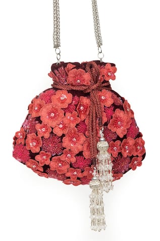 SG Collection By Sonia Gulrajani Flower Party Embellished Potli Bag 