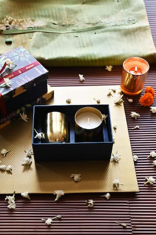 Floral Oud Brass Scented Candle Set of 2 