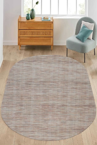 Mocha Oval Shaped Tufted Rug 