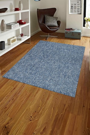 Denim Abstract Pattern Square-Shaped Rug 