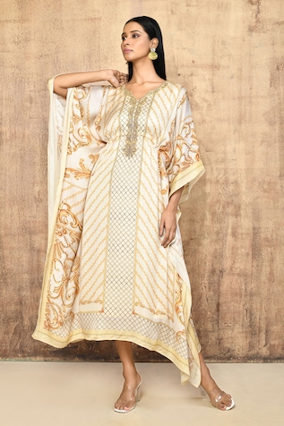 Naintara Bajaj Abstract Print Kaftan With Inner