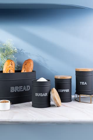 Wood & Steel Solid Canister Set 
