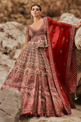 EEKSHA Elara Jharokha Embroidered Lehenga Set 