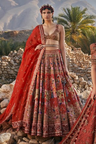 Elara Pichwai Floral Embroidered Lehenga Set 
