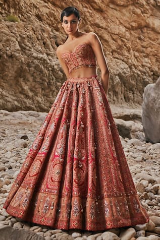 EEKSHA Elara Jadau Jewel Embellished Lehenga and Corset Blouse 