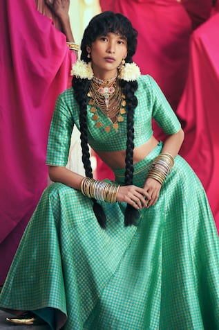 Fekua Prism Cut Work Bridal Lehenga & Blouse Set 