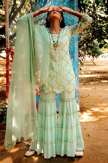 Gulaal Sequins Embroidered Short Kurta Sharara Set 