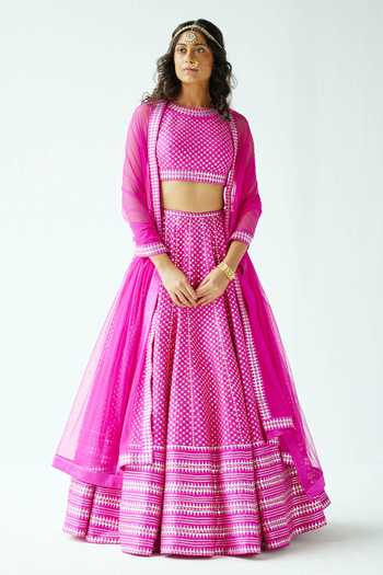 Priyal Prakash Checkered Sequin Embroidered Bridal Lehenga Set 