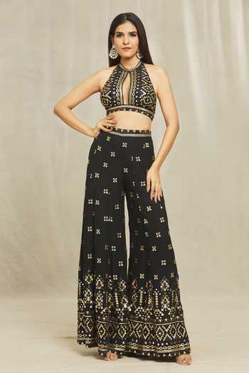 Gopi Vaid Ishana Embroidered Blouse & Sharara Set 