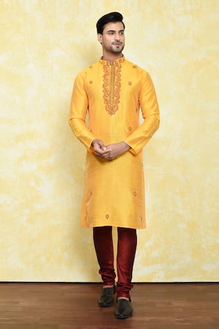 Floral Embroidered Kurta & Churidar Set 
