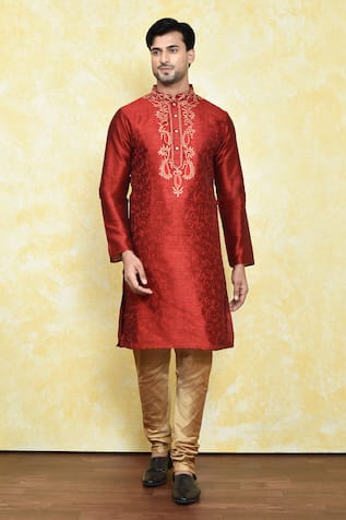 Thread Embroidered Kurta & Churidar Set 