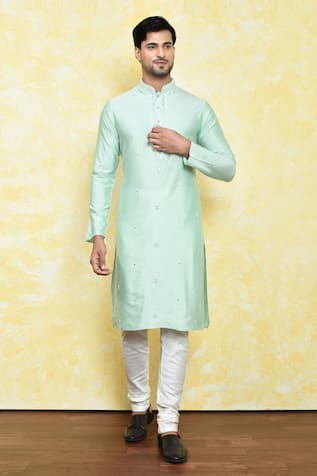 Collar Thread Work Kurta & Churidar Set 