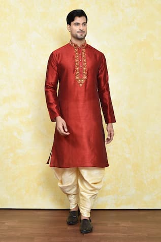 Floral Embroidered Placket Kurta Set 