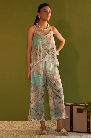 Sage Saga Coco Printed Palazzo 