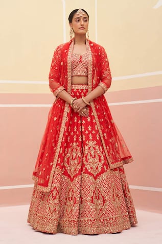 Angad Singh Zardozi & Sequin Embroidered Bridal Lehenga Set 