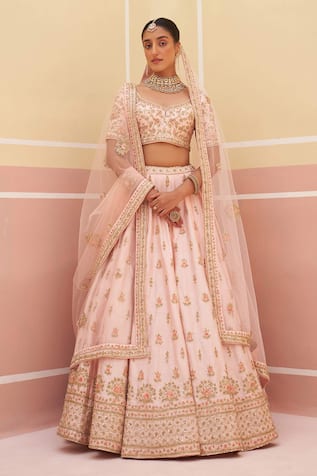 Angad Singh Sequin & Silk Thread Embroidered Bridal Lehenga Set 