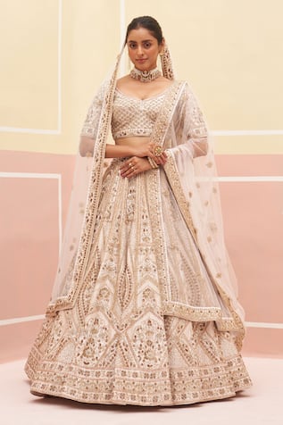 Angad Singh Vintage Jaal Embroidered Bridal Lehenga Set 