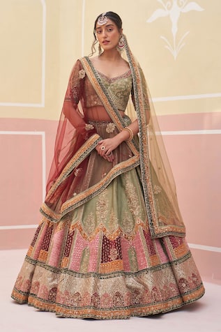 Angad Singh Applique & Zardozi Embroidered Bridal Lehenga Set 