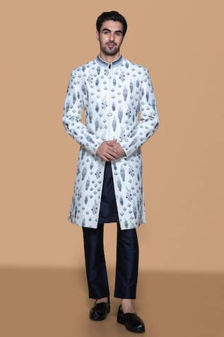 Sanjev Marwaaha Gradient Crystal Embellished Sherwani Pant Set 