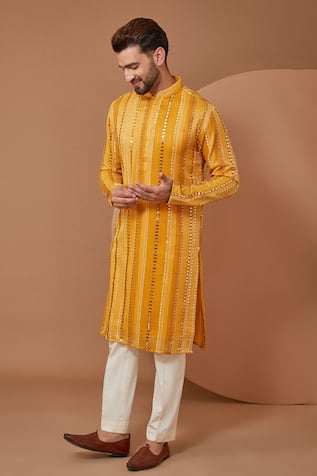 Mirror Embroidered Kurta With Pant 