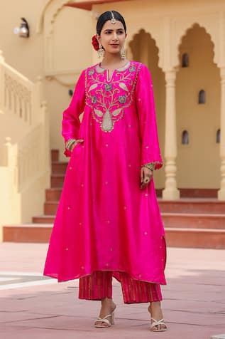 Label Niti Bothra Motif Embroidered Kurta & Palazzo Set 