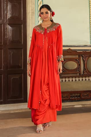 Label Niti Bothra Zardozi Embroidered Jacket With Draped Dress 