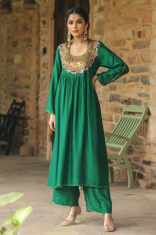 Label Niti Bothra Zardozi Embroidered Anarkali With Palazzo 