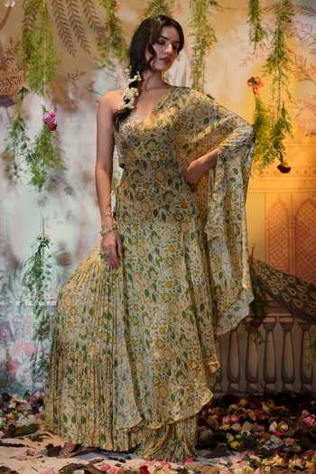 Aayushi Maniar Mogra Floral Print Cape Gharara Set 