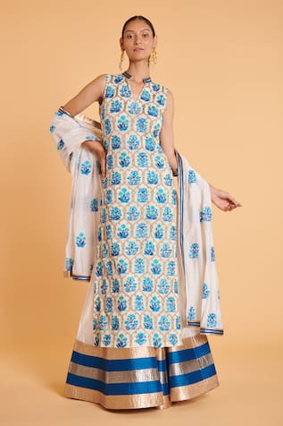 Floral Embroidered Kurta Sharara Set 