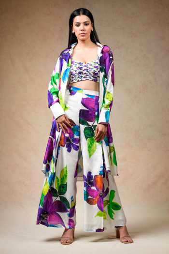 Thetaa Floral Print Tunic Pant Set 