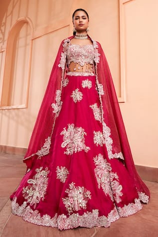 Osaa by Adarsh French Knots Embroidered Bridal Lehenga Set 