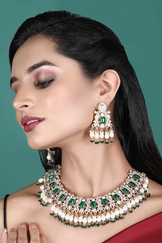 Stone & Kundan Embellished Necklace Set 