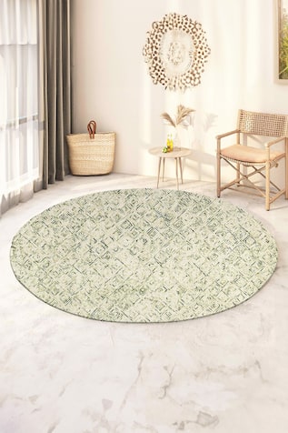 Geometric Pattern Hand Tufted Round Rug 